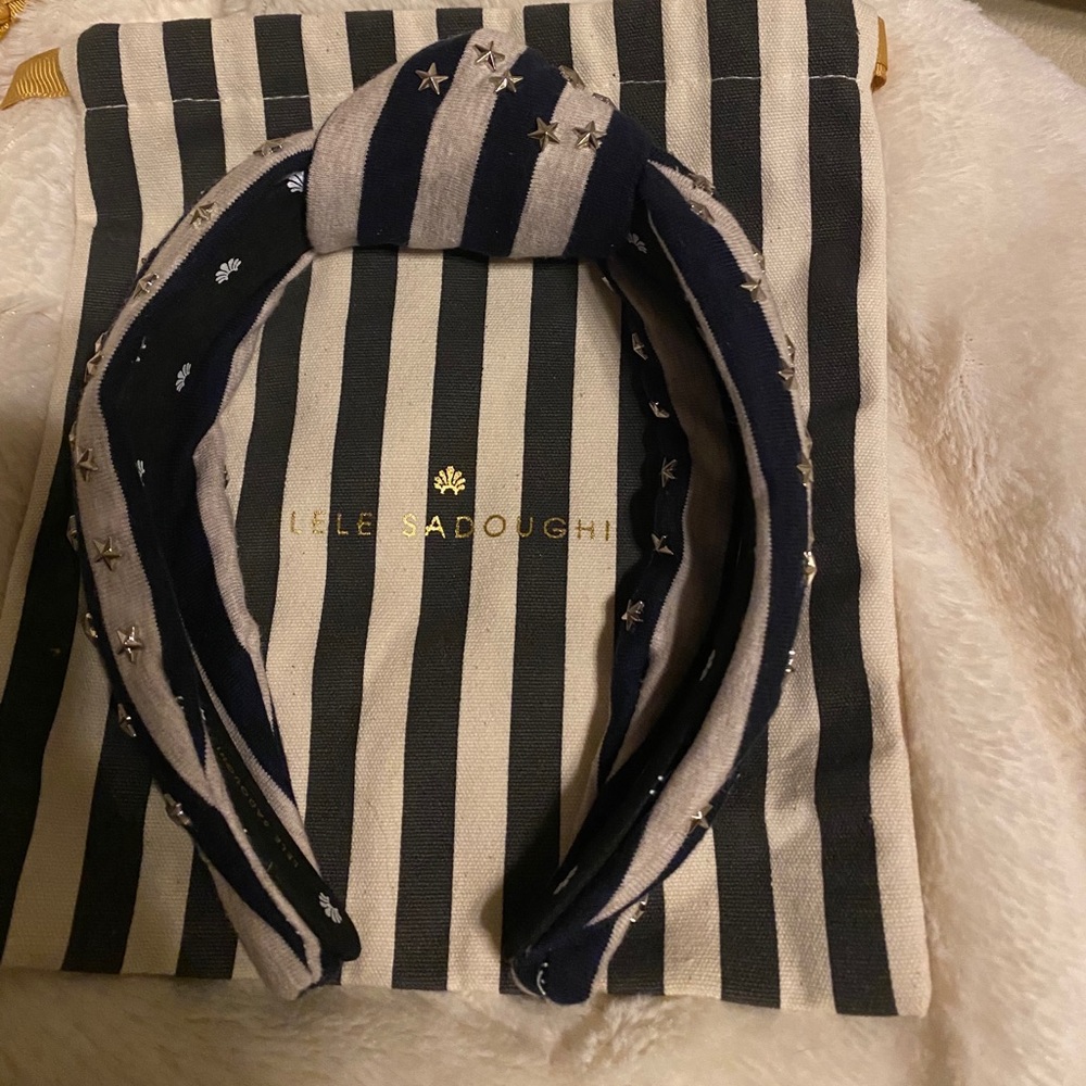 Lele Sadoughi Star Striped Headband in Blue& Gray